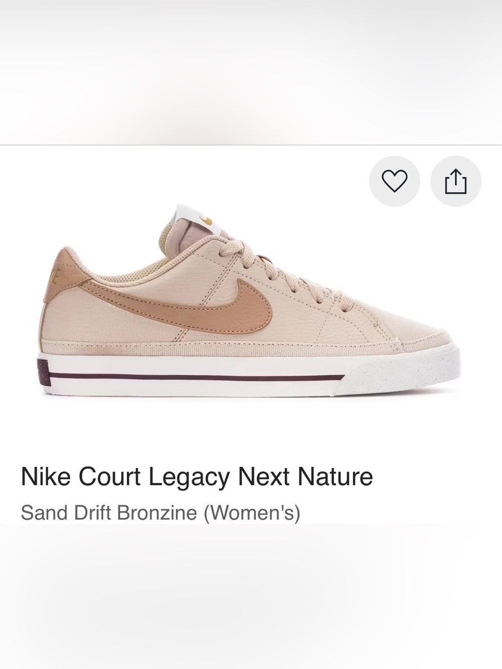 Nike Court Legacy Next Nature
Sand Drift Bronzine (Women's) - 8